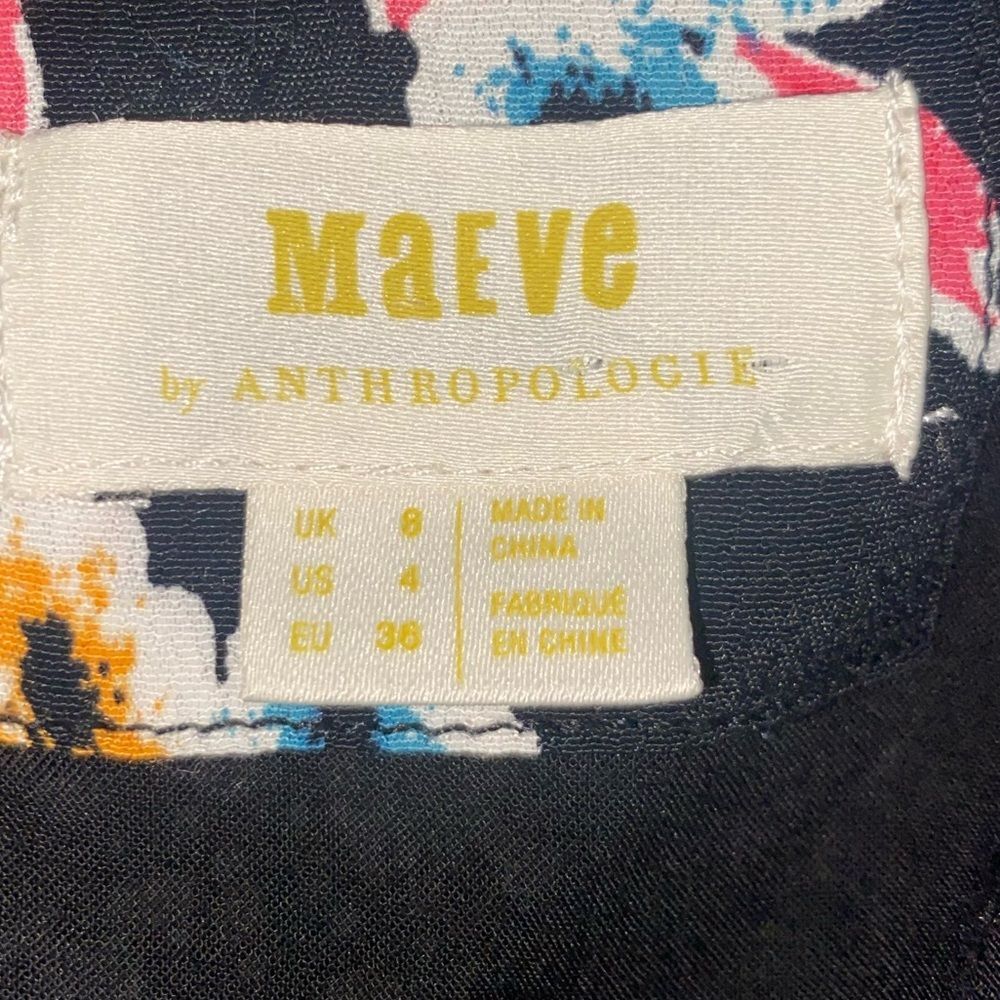 ANTHROPOLOGIE Maeve Violette Midi Sleeveless Dress Black Floral Multi - Picture 6 of 8